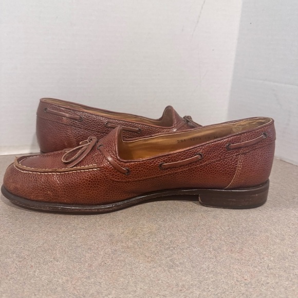 Zelli Men’s Pebbled Leather Cognac Size 10 Italian Loafers - Picture 4 of 9